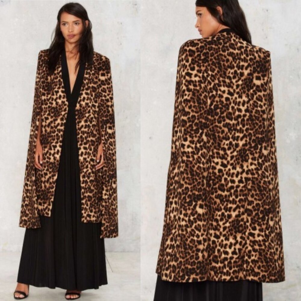 Lavish Alice On the Fly Cape Jacket - Cheetah Print, Size Small